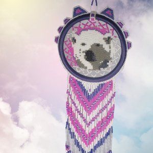 polar bear beaded dream catcher
